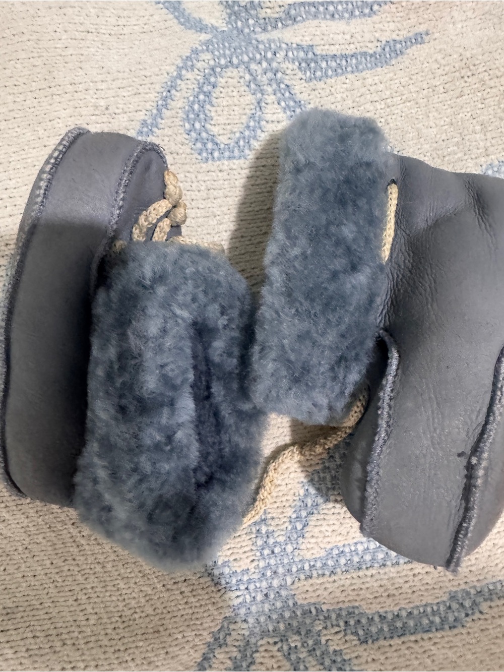 Kids Navy Blue Fleece Lined Moccasin Slippers